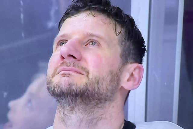 Jonathan Phillips in tears during a video honouring his GB career