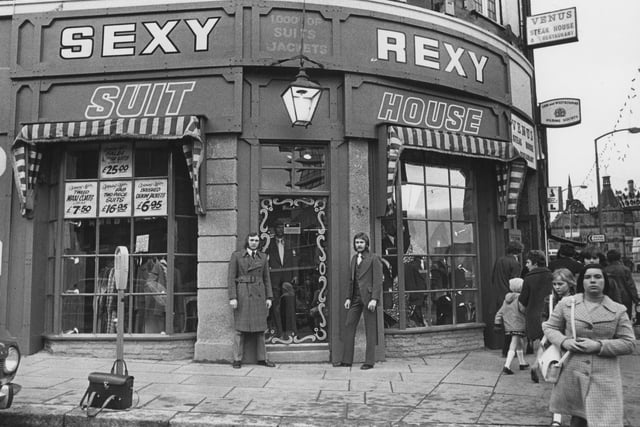 Sexy Rexy's clothes shop on Pinstone Street in Sheffield city centre was synonymous with style in the 1970s. Two models posing outside the store in this photo were showing off the latest fashions of the day