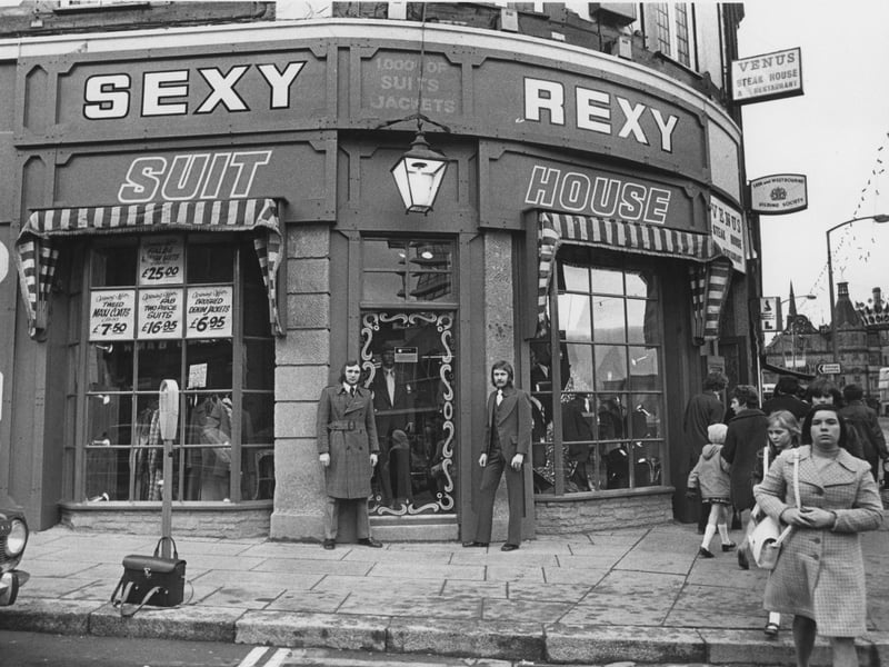 Sexy Rexy's clothes shop on Pinstone Street in Sheffield city centre was synonymous with style in the 1970s. Two models posing outside the store in this photo were showing off the latest fashions of the day