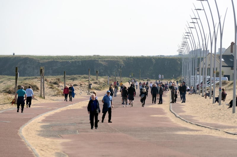 The mild weather encouraged people to take their walk at the coast on Wednesday.