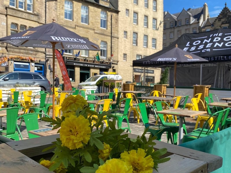 This Grassmarket pub has extensive seating, some undercover to shelter from the rain.