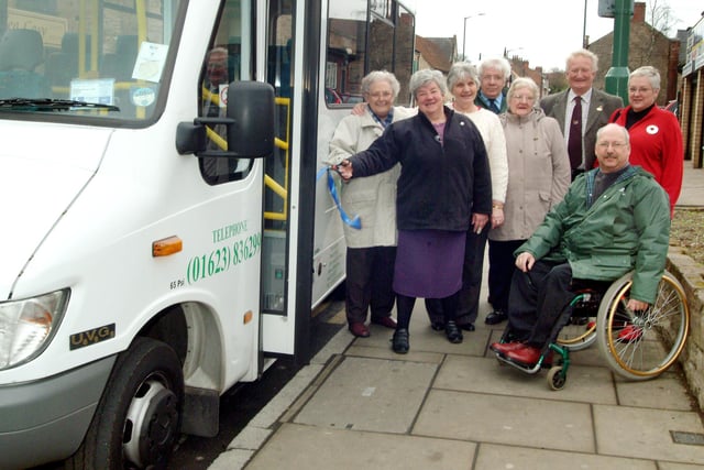 Warsop and District Age Concern got a new mini bus and service user Maureen Buttery cut the ribbon to launch the servicein 2009