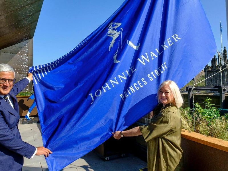 A Johnnie Walker flag was raised above the landmark building by Ivan Menezes, Chief Executive, Diageo, and Barbara Smith, Managing Director of Johnnie Walker Princes Street,