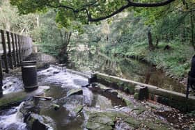 Stocksbridge Weir, located on the upper Don at Deepcar, Sheffield