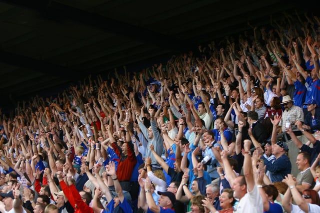 Chesterfield fans celebrate after 3-1 win at Field Mill in September 2007.