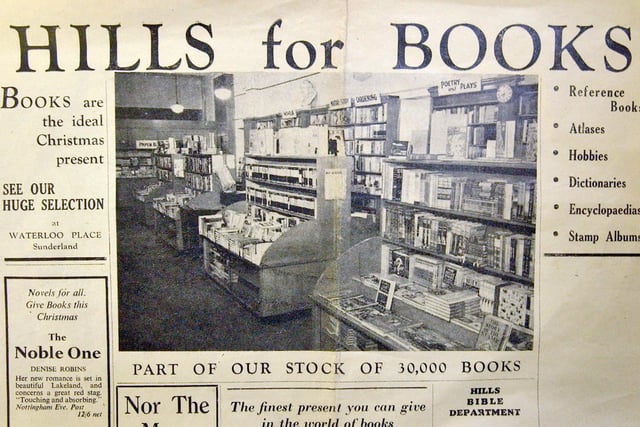 There were 30,000 books as well as stamp albums in Hills at Christmas.