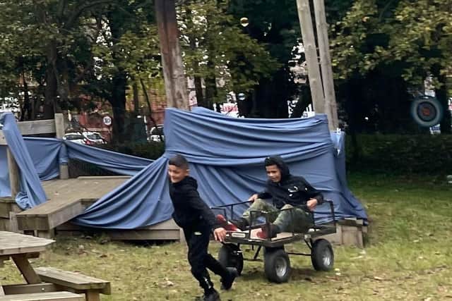 Chariot riding at Highfield Adventure Playground