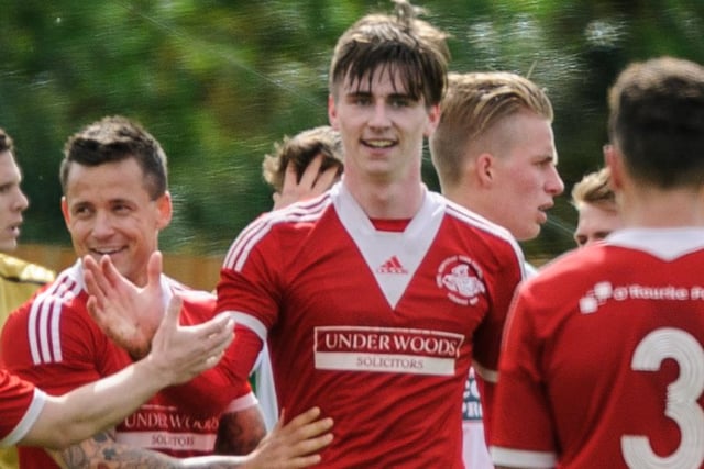 The photo featured a few times on the back of The News in the summer of 2017. Hawkins celebrates scoring for Hemel Hempstead six years ago.