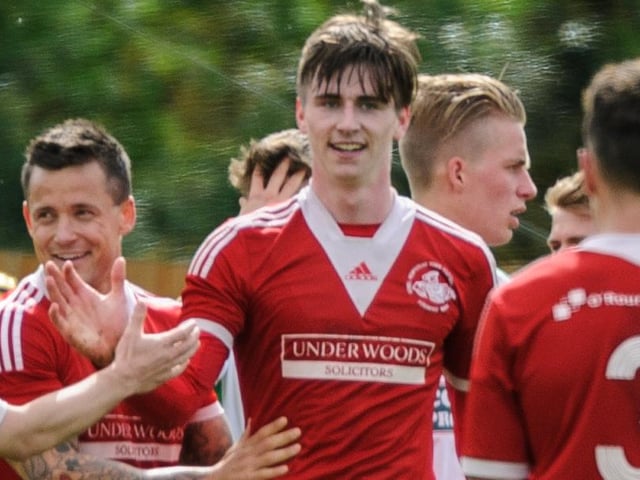 The photo featured a few times on the back of The News in the summer of 2017. Hawkins celebrates scoring for Hemel Hempstead six years ago.
