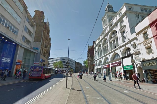 The joint third-highest number of reports of violence and sexual offences in Sheffield in April 2023 were made in connection with incidents that took place on or near High Street, Sheffield city centre, with 11