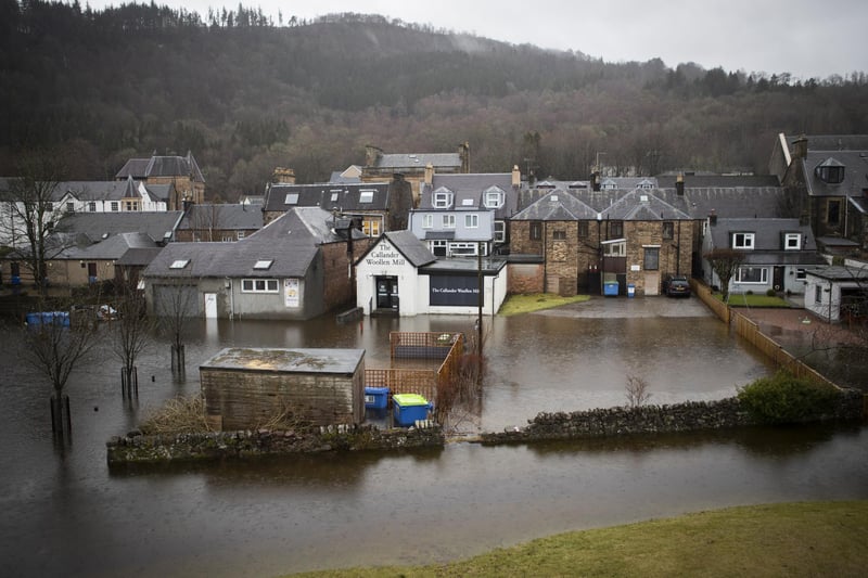 Parts of Callander in Stirlingshire flooded after the River Teith burst its banks.