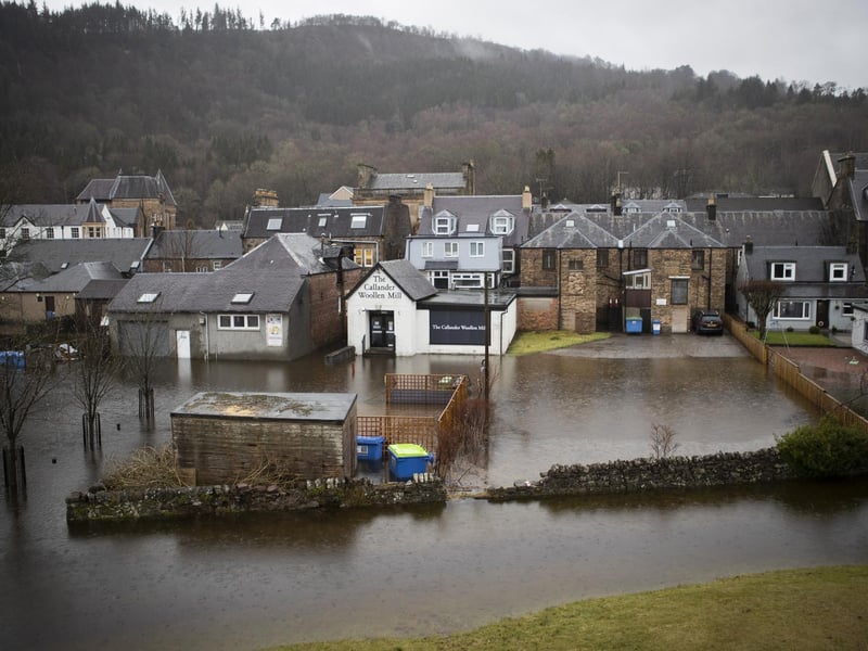 Parts of Callander in Stirlingshire flooded after the River Teith burst its banks.