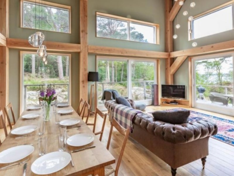 Ceiling-to-floor windows mean the living area is bright and airy.