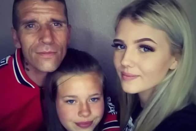 Lee Bowman with his daughters Jodi, 16, and Corrina, 21. A body believed to be his was found in Thurcroft, Rotherham, where he was last seen on October 31, 2021