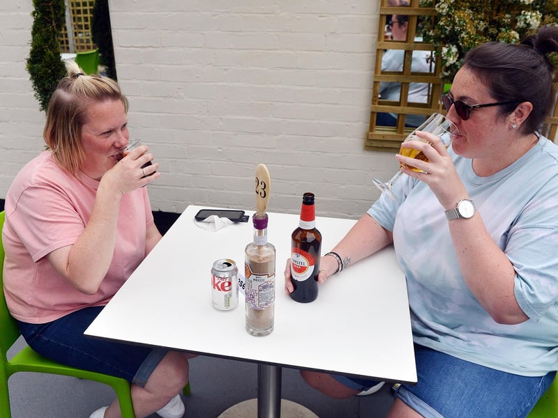 Owner Gemma Lennane hopes the new outside space helps customers like Stacey Wilkinson and Lucy Smith, feel more comfortable as they now have the choice to enjoy drinks and cakes in the fresh air rather than having to sit inside.