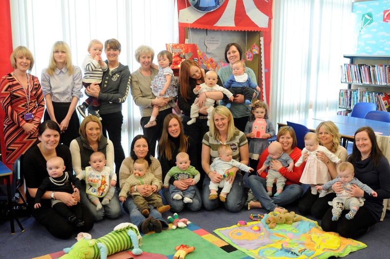 Back to 2012 and the 'Baby Babble' group was pictured during a session at Throston Grange library.