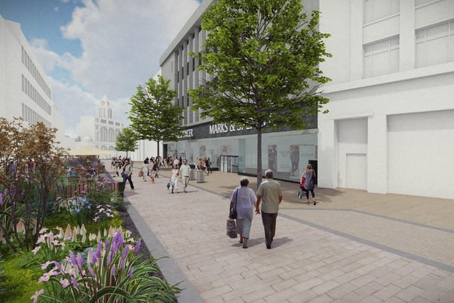 Fargate, in Sheffield city centre, is set to be transformed into a huge flowerbed with outdoor seating, new images released earlier this year, show. Work is underway.