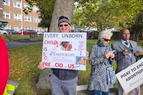 Anti-abortion protesters from the campaign group  40 Days For Life  pictured outside the Royal Hallamshire Hospital. Lawyers are warning they could be moved a mile away from the hospital. PIctures: Ben Miskell