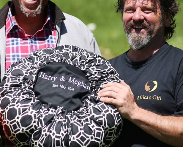Ken with Prince Seeiso of Lesotho, holding the Wonderbag given to Prince Harry and Megan Markle as a wedding gift. The prince was the only foreign royal to attend their wedding.