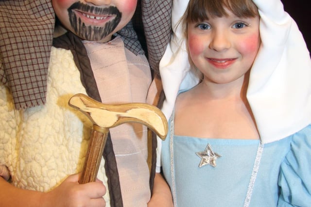 St. Peter and St. Paul School Nativity Play. Harry Briggs (Joseph) and Charlie Taylor (Mary) in 2010