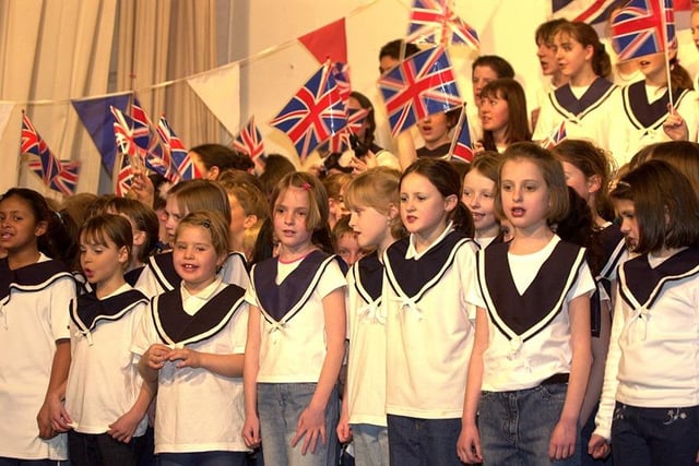 The opening number in the Scouts Gang Show at Dore Village Hall,  March 7, 2002