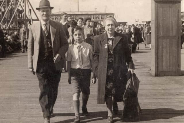 Barrie Cottingham on holiday with his maternal grandparents in 1943