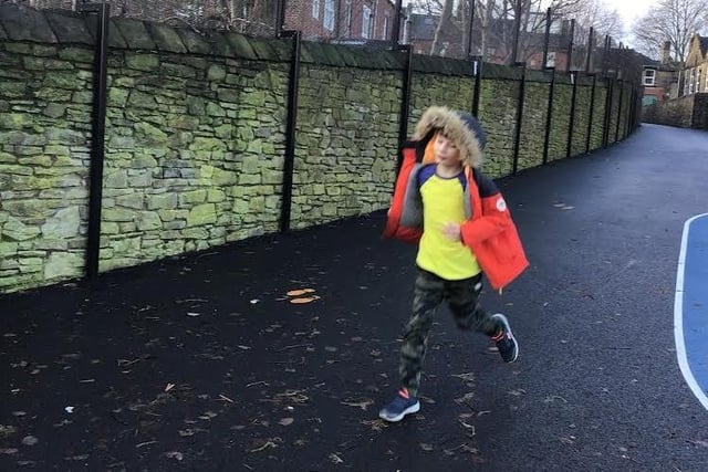 A youngster takes part in the Westways School Santa Dash - rebranded the January Jog