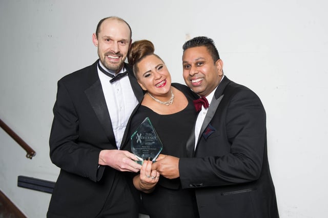 Winners of the Leisure, Retail & Tourism Business of the Year - New Place Hotel, Matthew Bolland, Sarah Lander and Norman Cardoso.