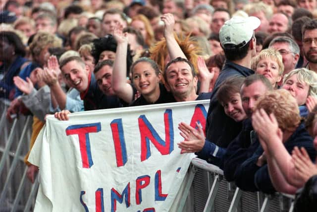 "Simply the Best" - Tina Turner fans pictured during a concert at the Don Valley Stadium