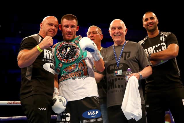 Liam Williams has teamed up with Adam Booth ahead of his grudge match against Chris Eubank Jr fight next month after splitting from Dominic Ingle (left).