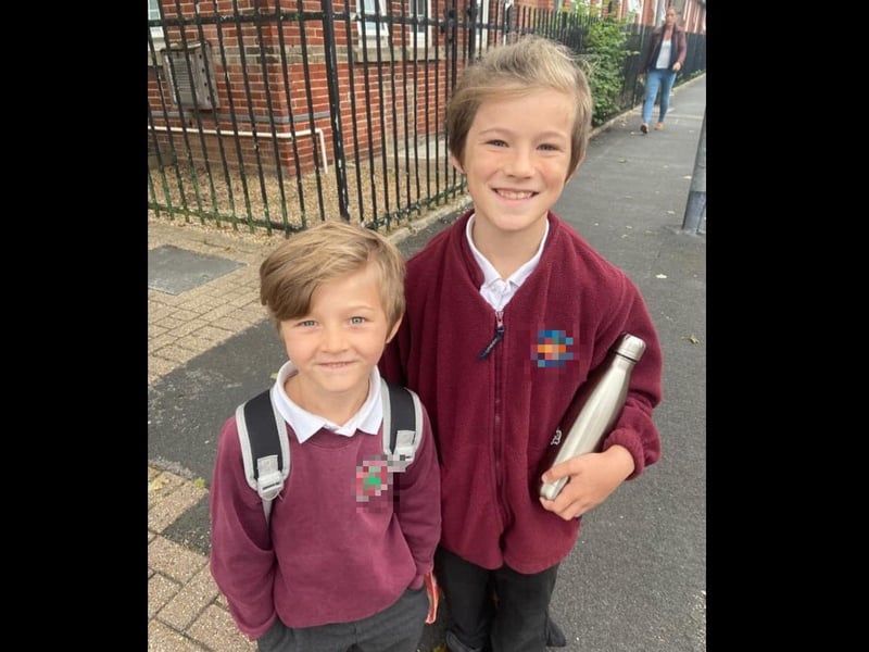 Parents from across the Portsmouth area shared photos as their children returned to school after the summer holiday on Thursday, September 2, 2021. Pictured is Noah, aged six, and Jacob, aged 10.