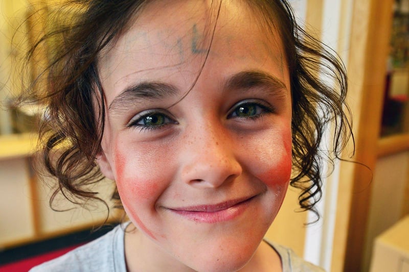 Rossmere Primary School pupil Lola Baker shows off her painted England face. Picture by FRANK REID