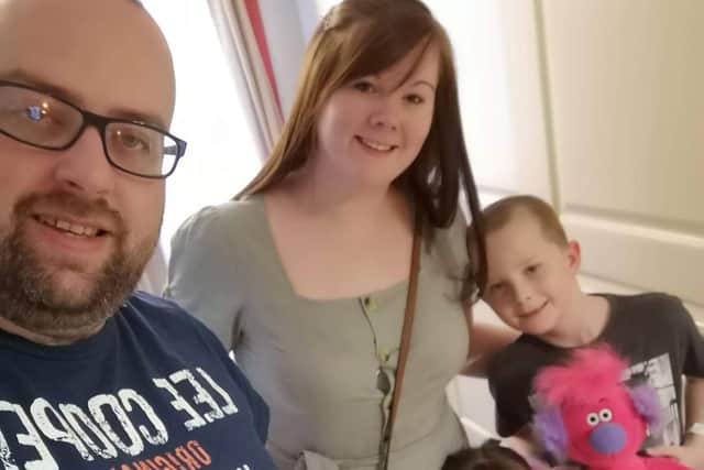 Barnsley mum of two Sharon Dunkley, pictured with her family,  has told of her shock after being diagnosed with cervical cancer aged 35.