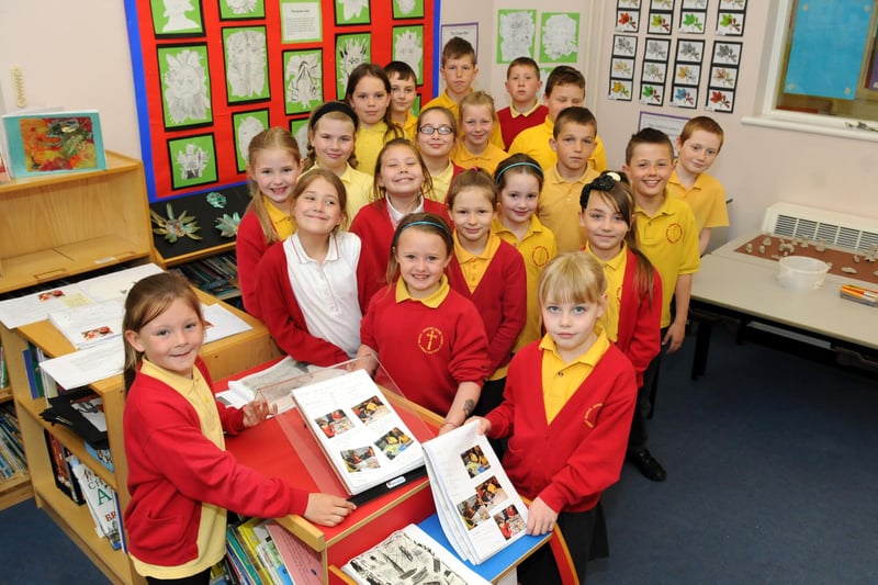 These Jarrow Cross C of E Primary School pupils were in the picture with their Art Award exhibition in 2013. Remember it?