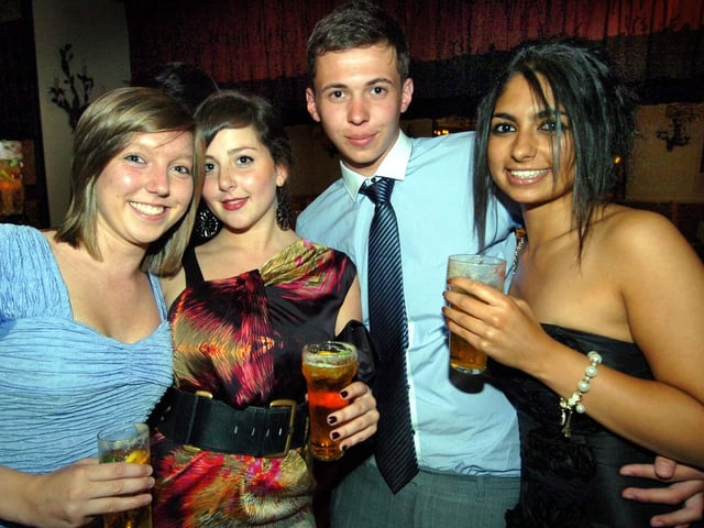 KING ECGBERTS SCHOOL PROM l/r: Freya Bushnell, Jess Dunn, Joe Rowbotham and Anna Maheswararan at the King Ecgberts School 6th Form Prom at Baldwins Omega. 1 July 2010