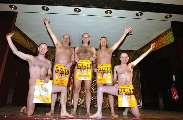 An All4One production of the musical version of The Full Monty in April 2006. From left are Andy Green, Roger Wilson, Richard Caile, Wayne Newton and Phill Walsh