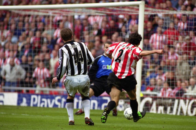 Carteron scores for Sunderland in the derby match with Newcastle at the Stadium of Light in April 2001. Were you there?