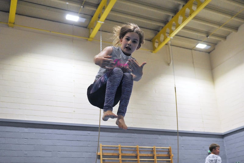 Flying high at Carron Gymnastics Centre during the Falkirk Community Trust summer activity camp
