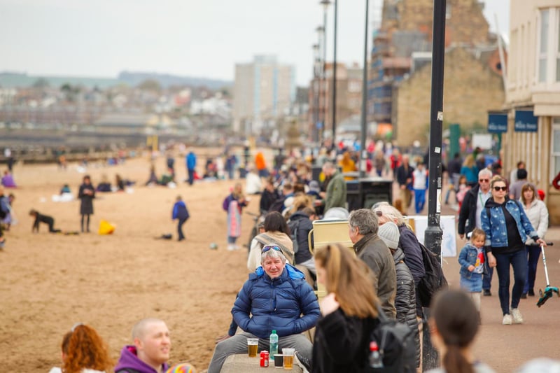 Crowds were seen flocking to Porty beach to enjoy the day lockdown restrictions lifted. Scottish Government coronavirus restrictions changed from 'stay at home' to 'stay local' as of Good Friday.