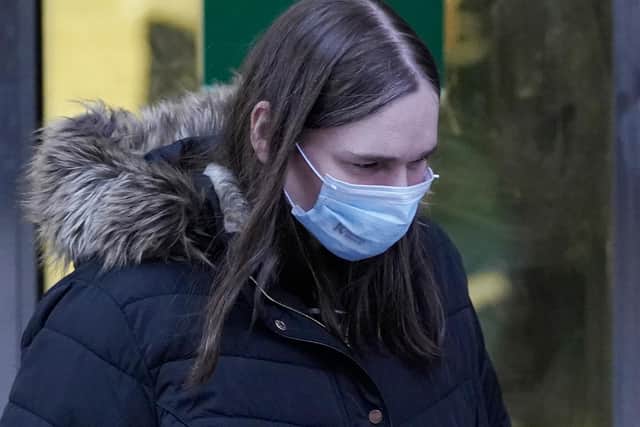 Pictured outside Sheffield Crown Court is Lorna Hewitt, aged 43, of Walkley Road, Walkley, Sheffield, who has together with her husband Craig Hewitt denied falsely imprisoning and neglecting her 22-year-old son Matthew Langley in the attic of their home and neglecting him during a seven-month period.