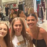Love Island finalists Tom Clare (left) and Samie Elishi at Meadowhall shopping centre in Sheffield, with Rea Louise Sims' daughter Faith (second from left) and Rea's stepdaughter Ava Sims (second from right). Photo: Rea Louise Sims