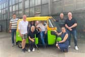 The Cadent team with the distinctive Emmaus Sheffield Tuk Tuk