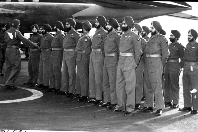 The 2nd Sikh Regiment arrive at Turnhouse Airport ahead of appearing at the 1962 Edinburgh Military Tattoo.