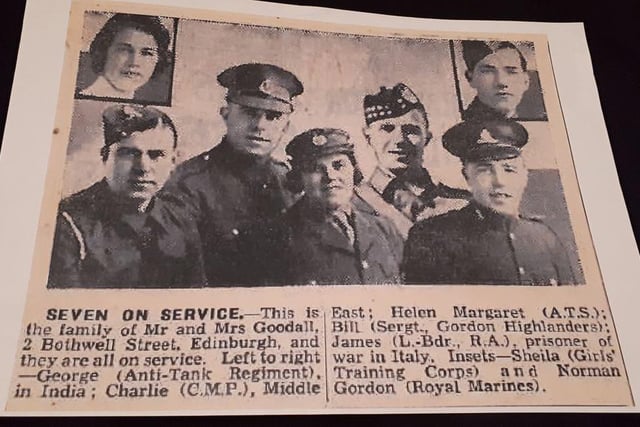 "My mother-in-law, surrounded by her brothers and sisters. Uncle George (front left) was killed in action on 18th April 1944. My husband, named George after his uncle, is very proud of his family's commitment to the war effort. Lest we forget."