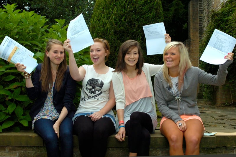 Notre Dame High pupils with their results in 2009 - from left, Jenny Routh, Holly Roberts, Helen Vaughan and Olga Phillips