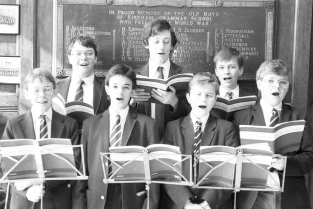 Singing loud and proud are this group of lively choristers at Kirkham Grammar School - recognise any of them?