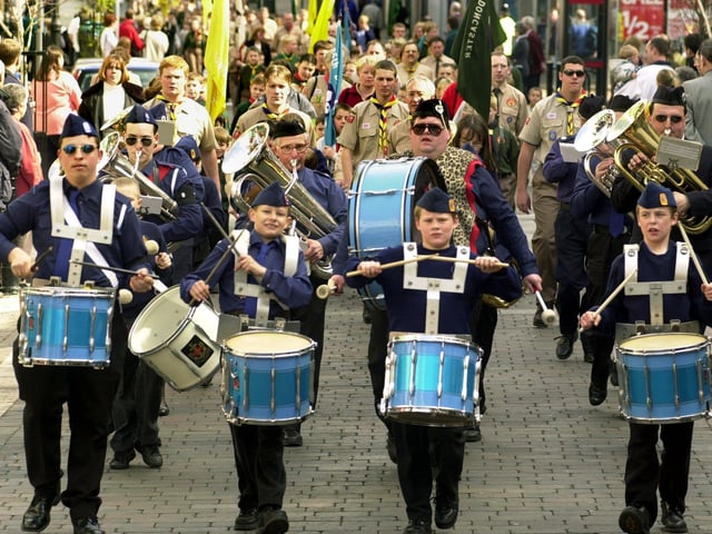 A St George's Day Parade make its way towards the Mansion House in Doncaster