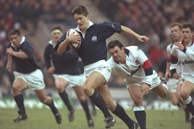 It was a try by Hawick bank clerk Tony Stanger that won the Grand Slam for Scotland in 1990. That was one of 24 tries the 52-year-old scored in his 52 international appearances. He's pictured here outpacing England's Will Carling during 1997's Five Nations international between England and Scotland at Twickenham. (Photo: David Rogers/Allsport)