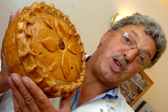 Doncaster pie maker Roger Topping with another one of his company's speciality pies in 2006