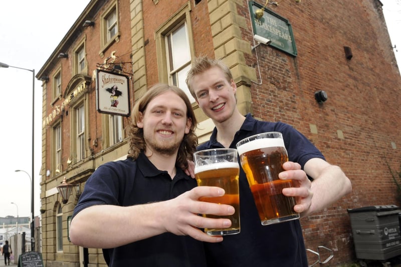The co-managers of the Shakespeare pub, Chris Bamford (right) and Robin Baker, when it was named Sheffield's Pub of the Year by CAMRA in 2019 after it was reopened